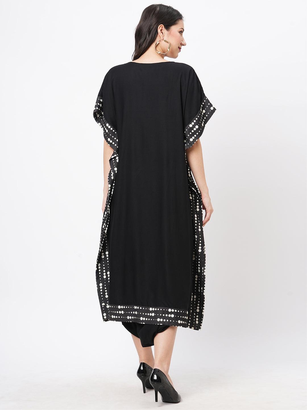 Hashtag Be Featuring a black kaftan set with dhoti pant