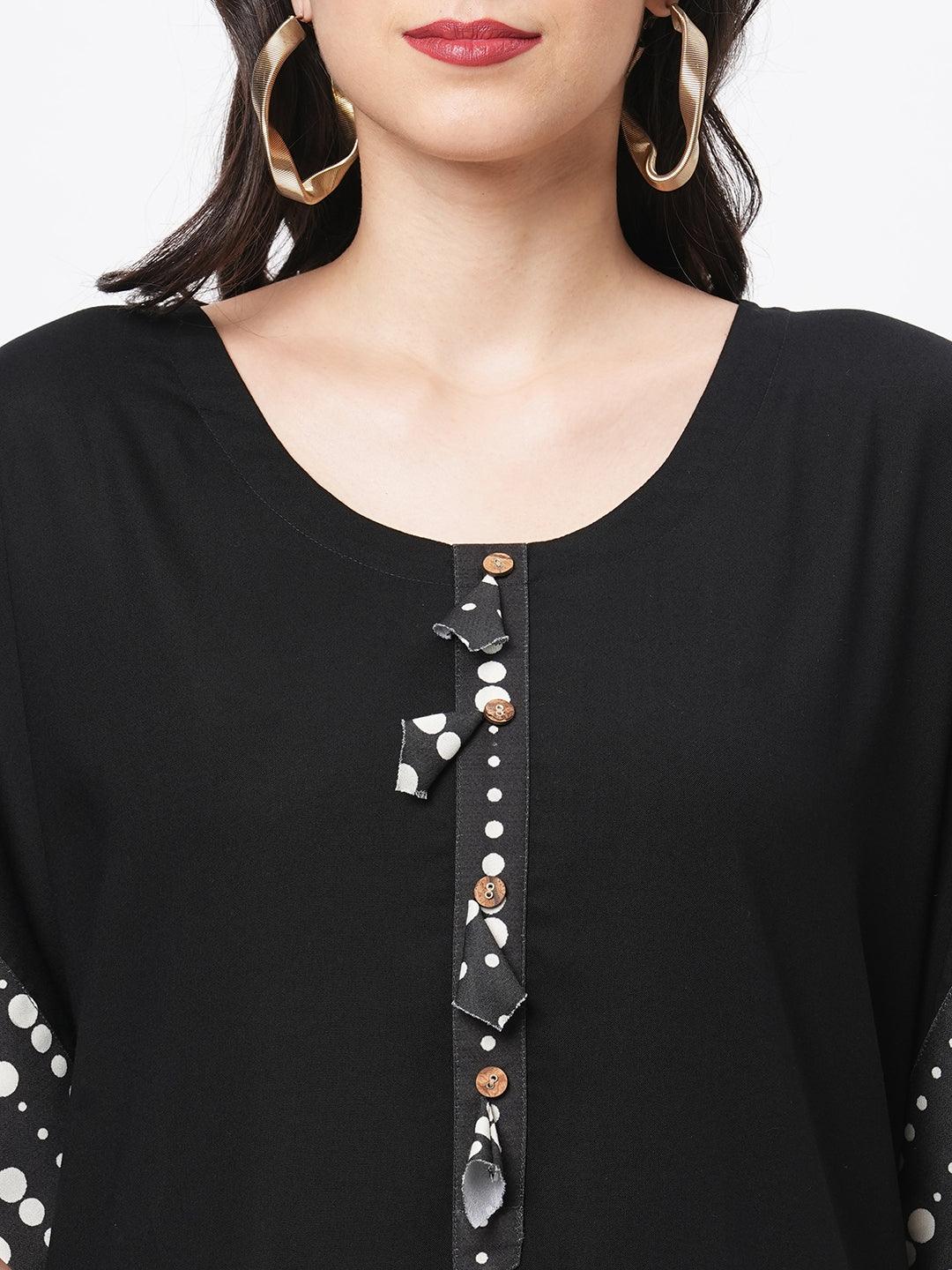 Hashtag Be Featuring a black kaftan set with dhoti pant