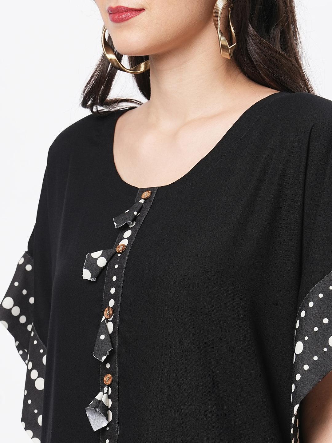 Hashtag Be Featuring a black kaftan set with dhoti pant