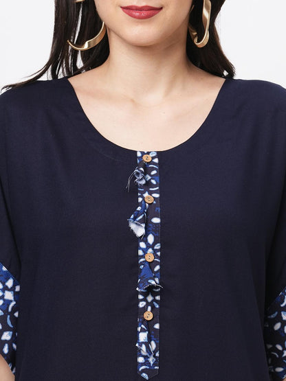 Hashtag Be Featuring a Navy kaftan set with dhoti pant