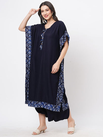 Hashtag Be Featuring a Navy kaftan set with dhoti pant
