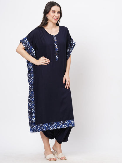 Hashtag Be Featuring a Navy kaftan set with dhoti pant