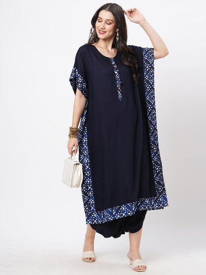 Hashtag Be Featuring a Navy kaftan set with dhoti pant