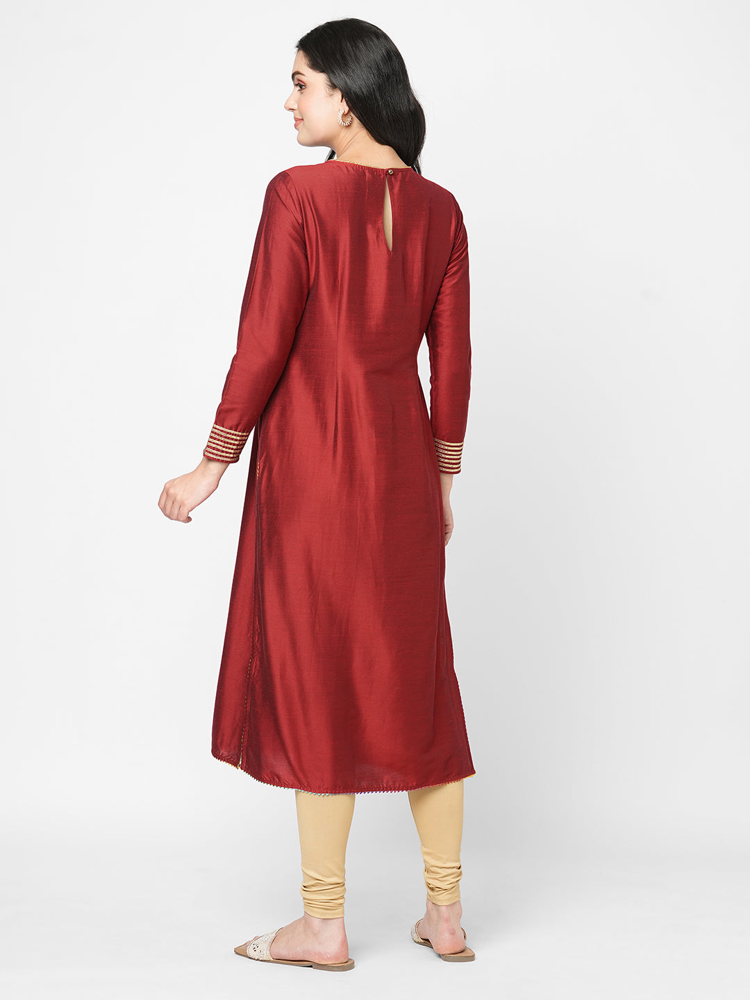Hashtag Be A long straight festive kurta with elaborate gold thread work