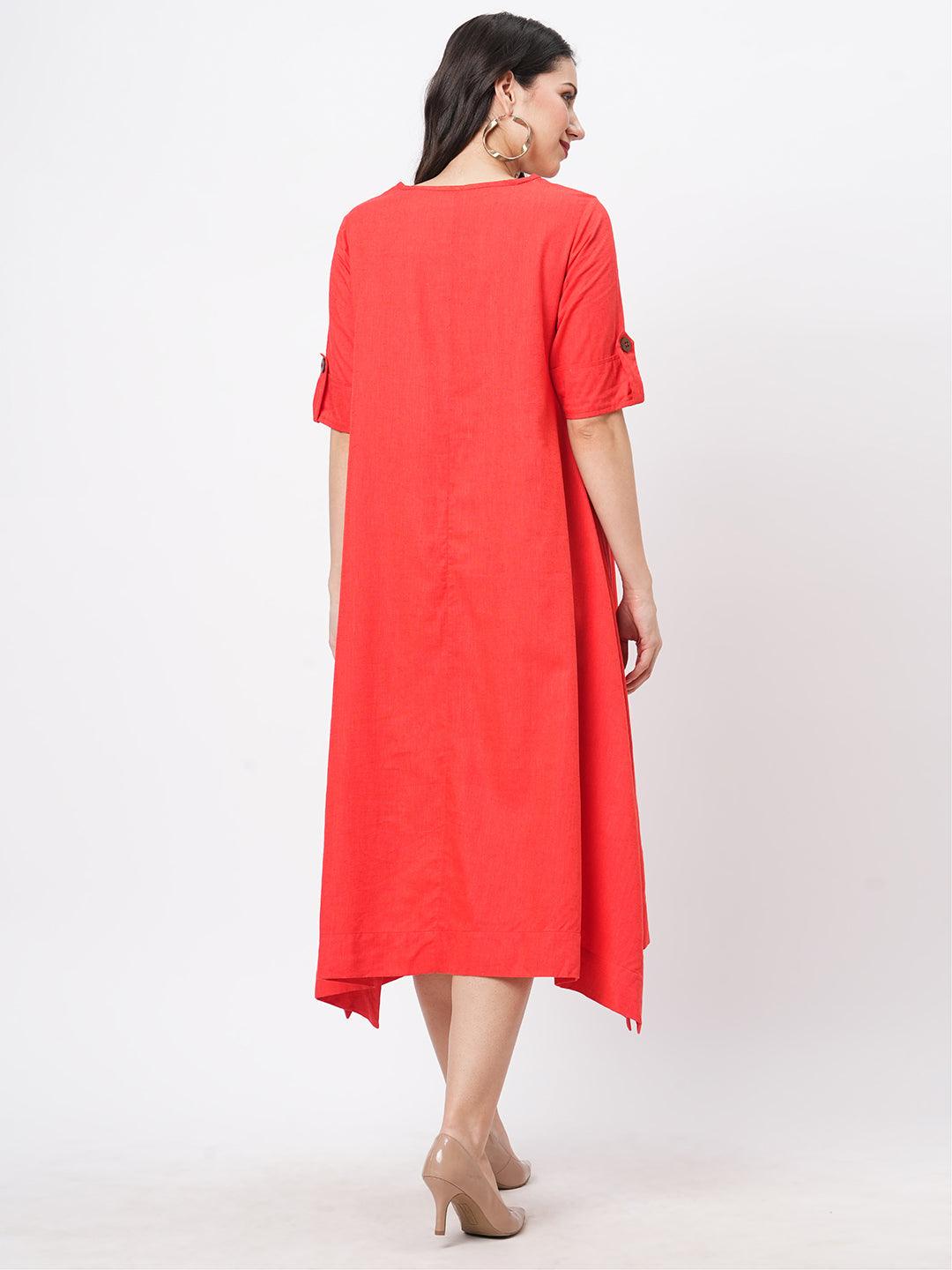 Hashtag Be Featuring a cotton flex hanky hem shirt dress with wooden buttons