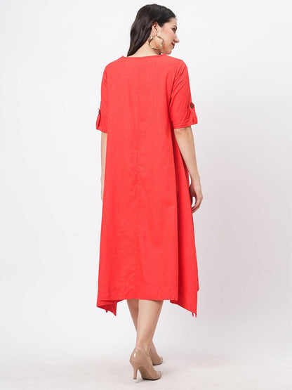 Hashtag Be Featuring a cotton flex hanky hem shirt dress with wooden buttons