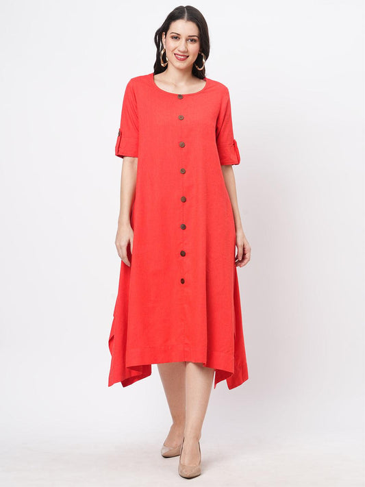Hashtag Be Featuring a cotton flex hanky hem shirt dress with wooden buttons