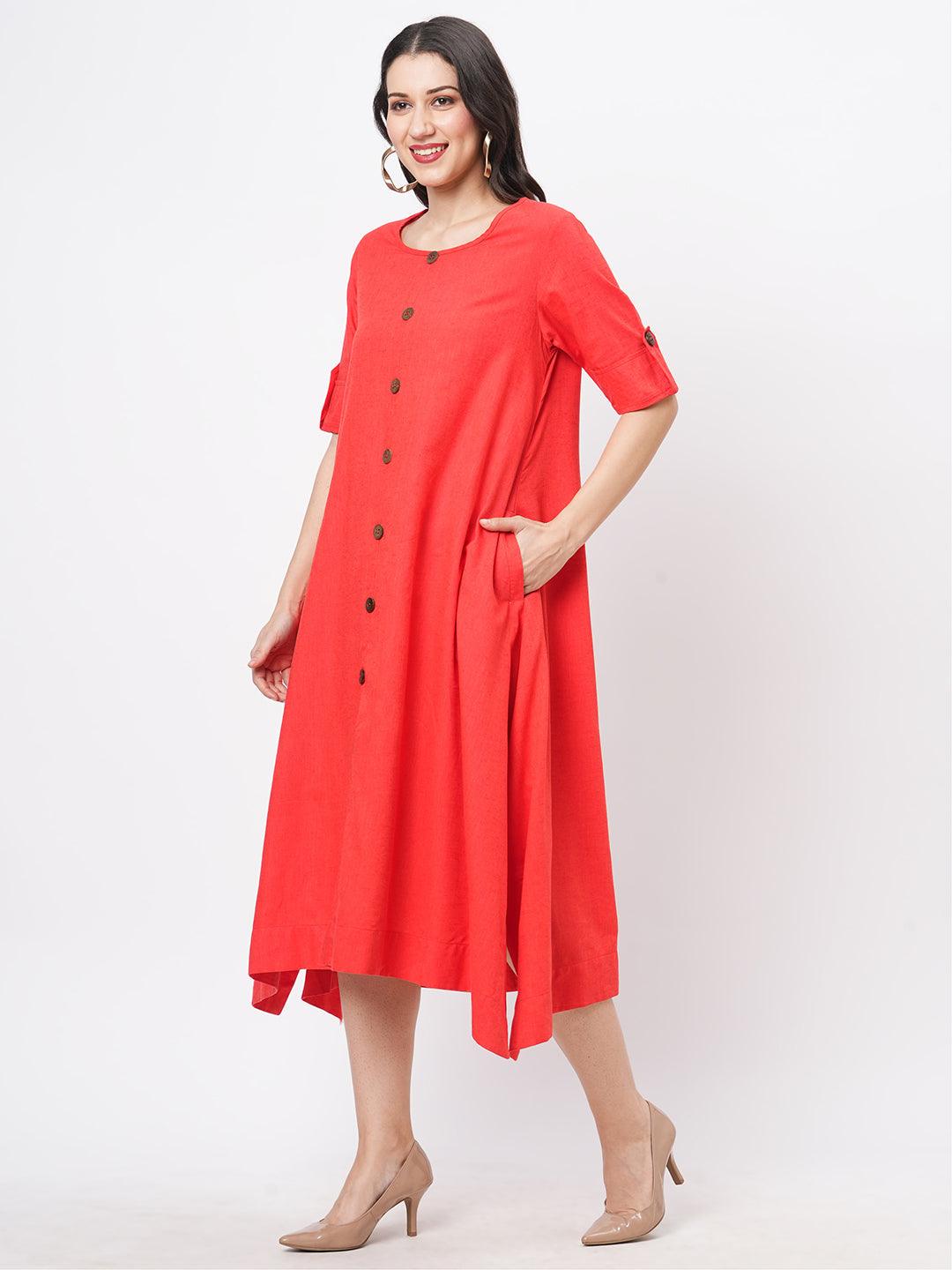 Hashtag Be Featuring a cotton flex hanky hem shirt dress with wooden buttons
