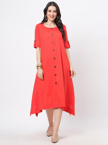 Hashtag Be Featuring a cotton flex hanky hem shirt dress with wooden buttons