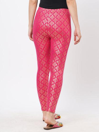 Hashtag Be Spell binding gold foil printed cotton lycra Fuchsia legging handcrafted for you.
