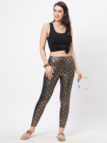 Hashtag Be Spell binding gold foil printed cotton lycra Navy legging handcrafted for you.
