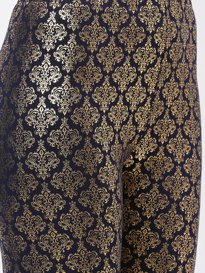 Hashtag Be Spell binding gold foil printed cotton lycra Navy legging handcrafted for you.