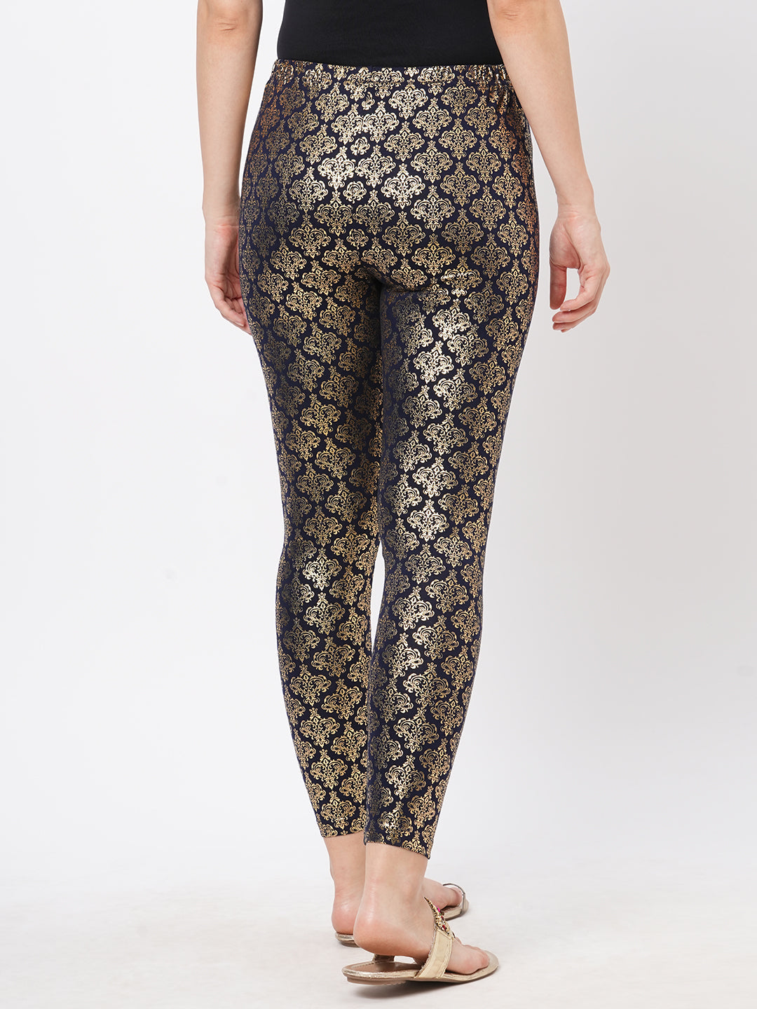 Hashtag Be Spell binding gold foil printed cotton lycra Navy legging handcrafted for you.