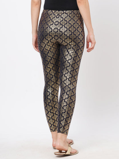 Hashtag Be Spell binding gold foil printed cotton lycra Navy legging handcrafted for you.