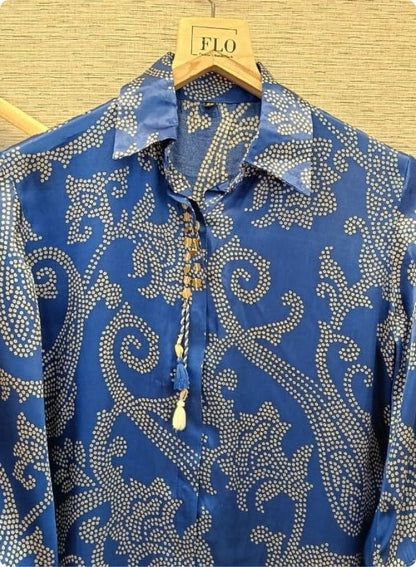 Blue Printed Kurta Shirt