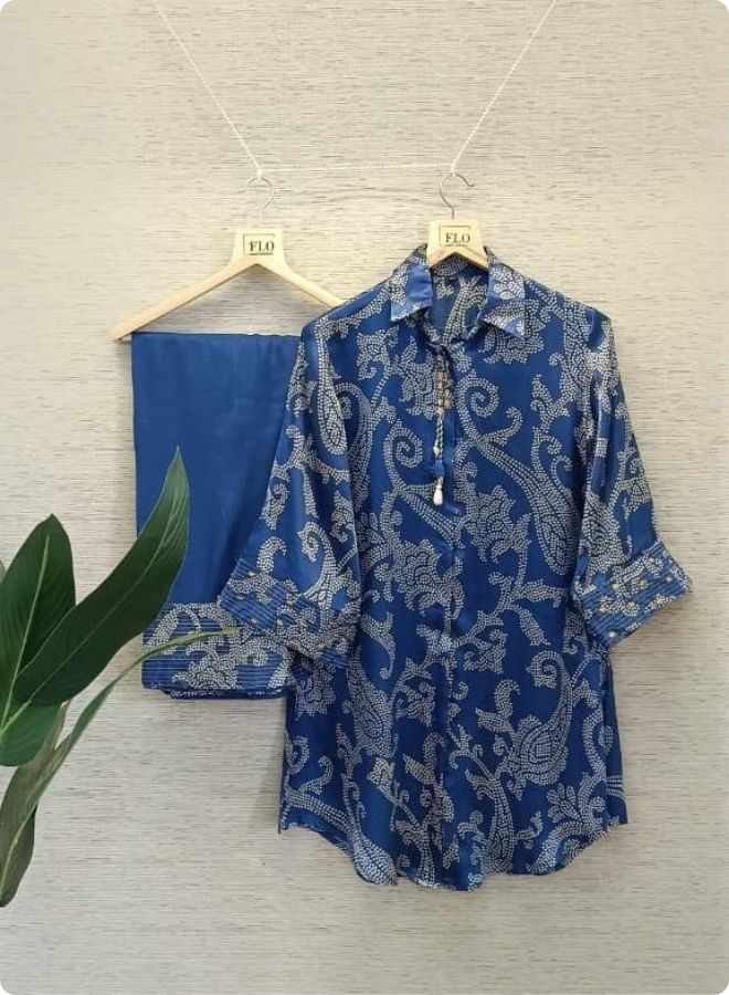 Blue Printed Kurta Shirt