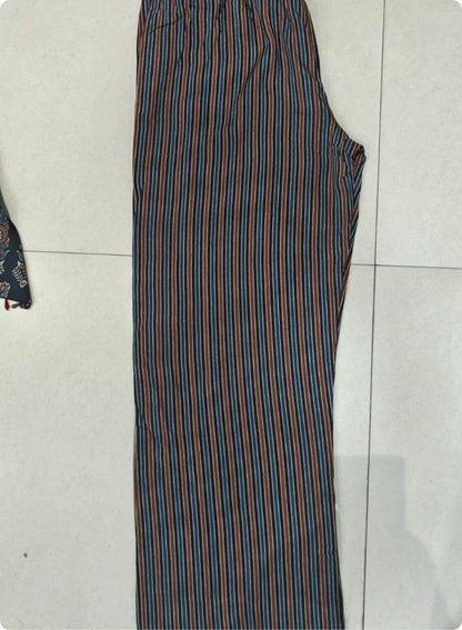 Black White Stripe Flared Kurta Set