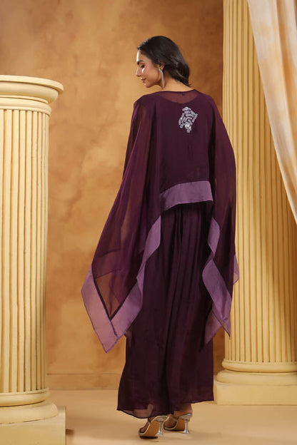 Purple Bead Embellished Women Co-Ord Set
