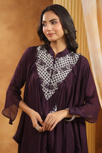 Purple Pearl Embellished Women Co-Ord Set