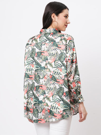 Hashtag Be Loose fit shirt with button down front in resort wear print.