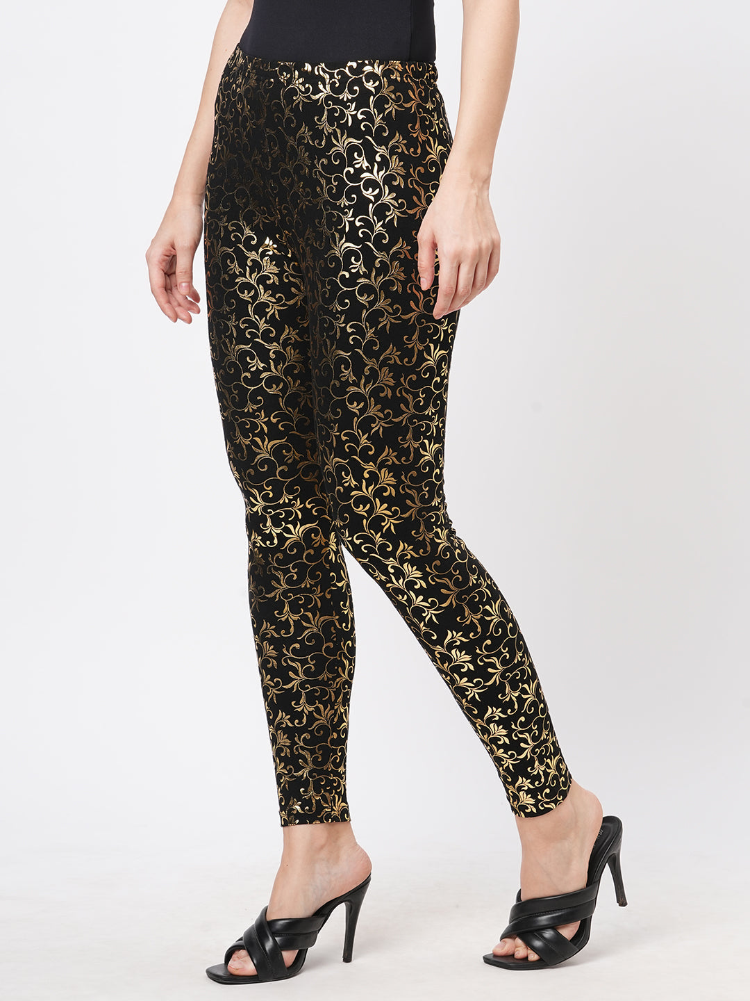 Hashtag Be Spell binding gold foil printed cotton lycra Black legging handcrafted for you.