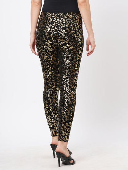 Hashtag Be Spell binding gold foil printed cotton lycra Black legging handcrafted for you.