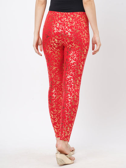 Hashtag Be Spell binding gold foil printed cotton lycra Maroon legging handcrafted for you.