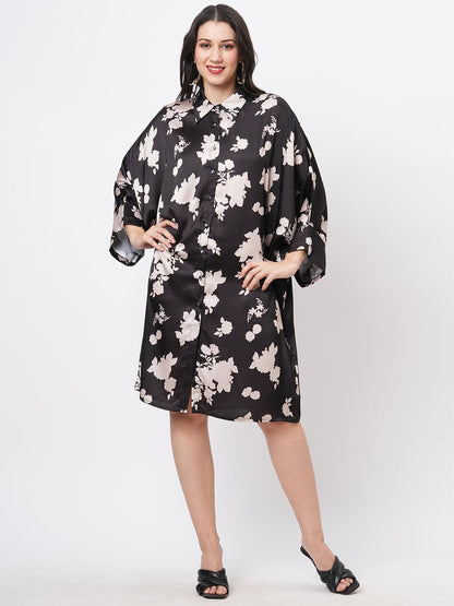 Hashtag Be Featuring a knee lenth freesize kaftan shirt dress with front button down placket