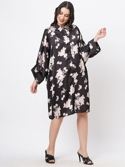 Hashtag Be Featuring a knee lenth freesize kaftan shirt dress with front button down placket