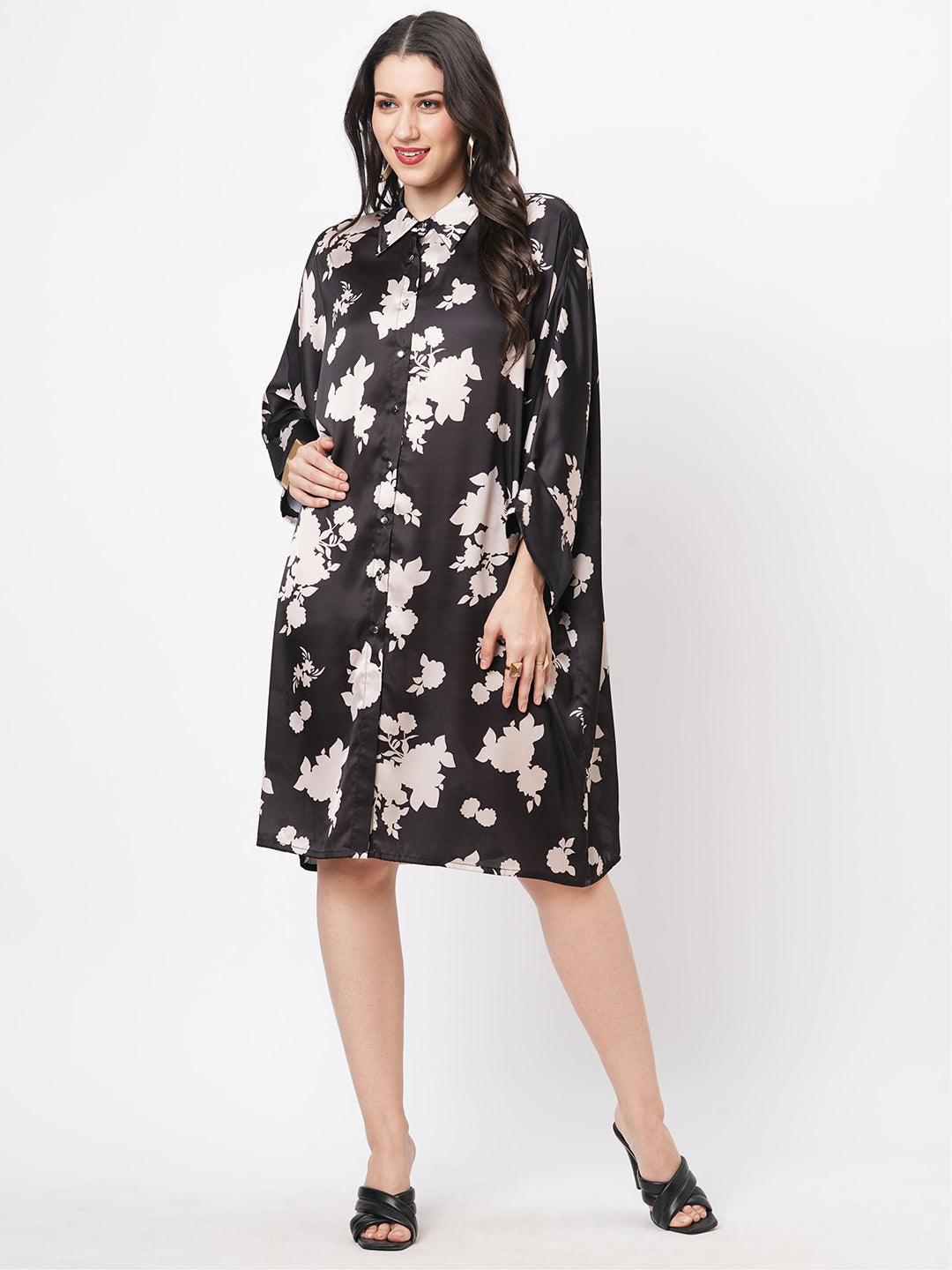 Hashtag Be Featuring a knee lenth freesize kaftan shirt dress with front button down placket