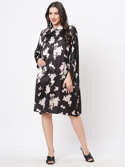 Hashtag Be Featuring a knee lenth freesize kaftan shirt dress with front button down placket