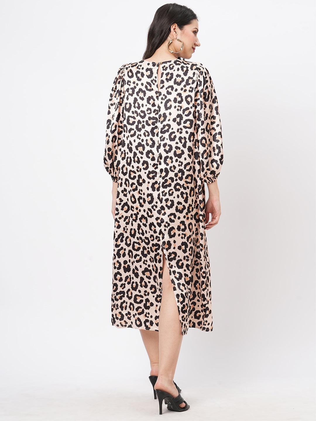 Hashtag Be oversized animal print calf length dress for a date in the evening